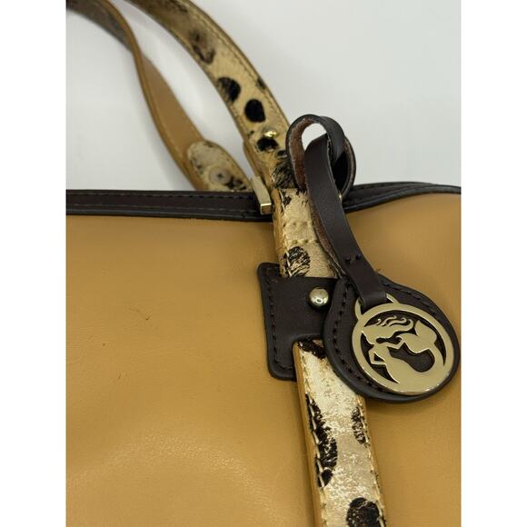 Spartina Tan Leather Handbag w/Leopard Print Handle/Accents-Great Used Condition - Picture 4 of 13